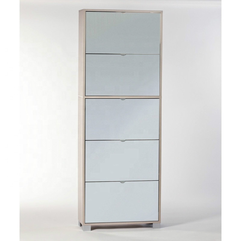 elegant Modern MFC mirrored wall mounted shoe rack storage used in living room from wholesale factory