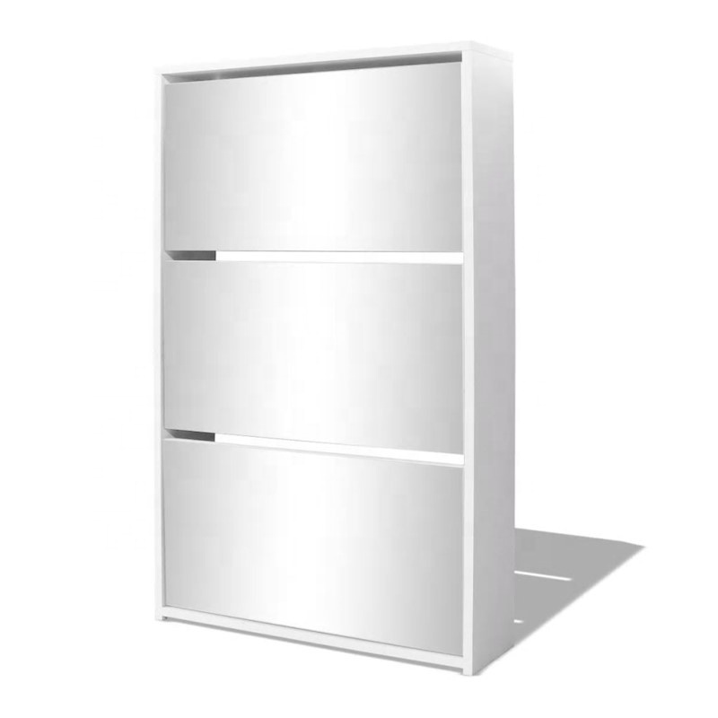 White Mirrored Shoe Cabinet Rack Storage Organiser Cupboard with 3 Drawers  from China dealer