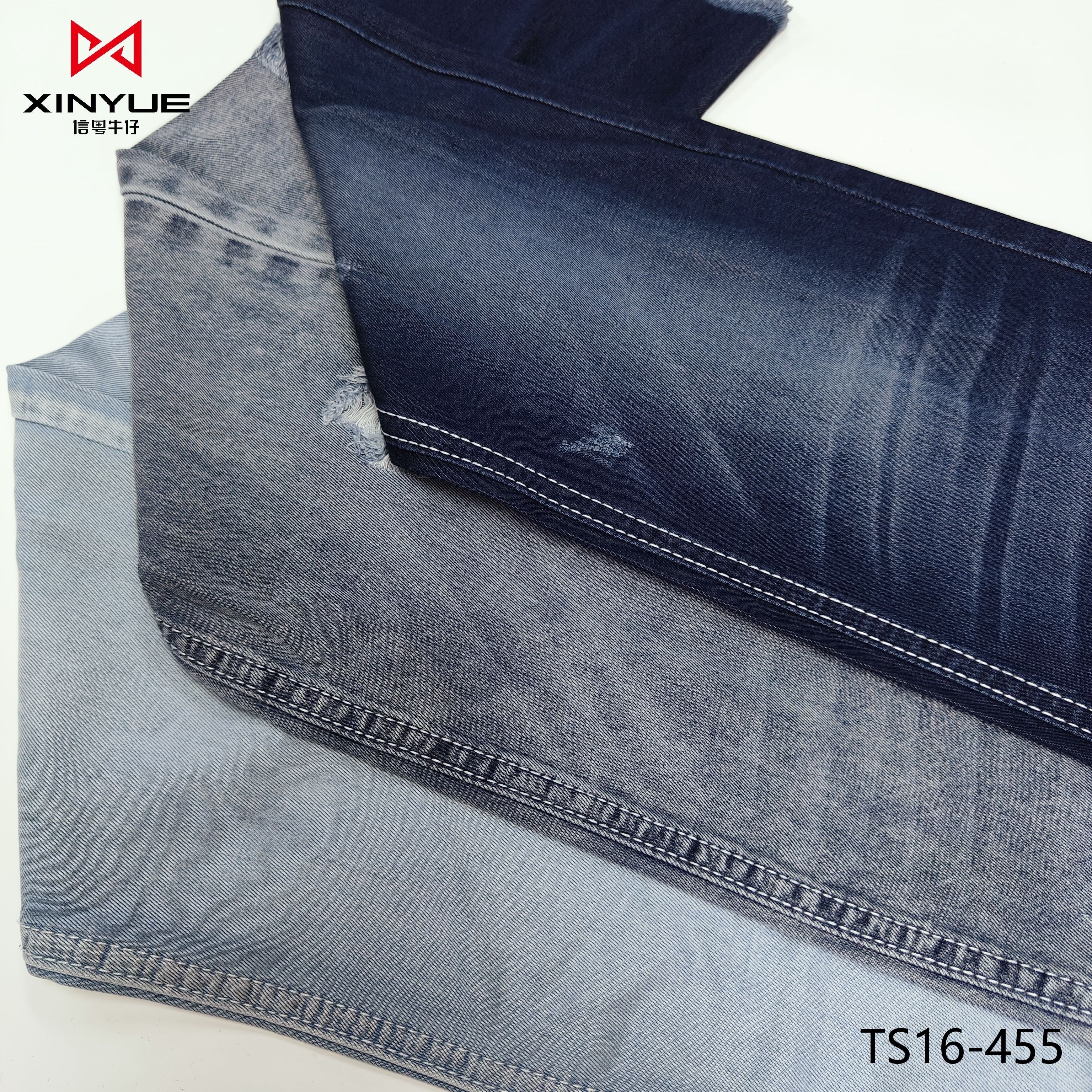 High Quality Lyocell Denim Fabric 6.8oz Blue and Black For Jeans