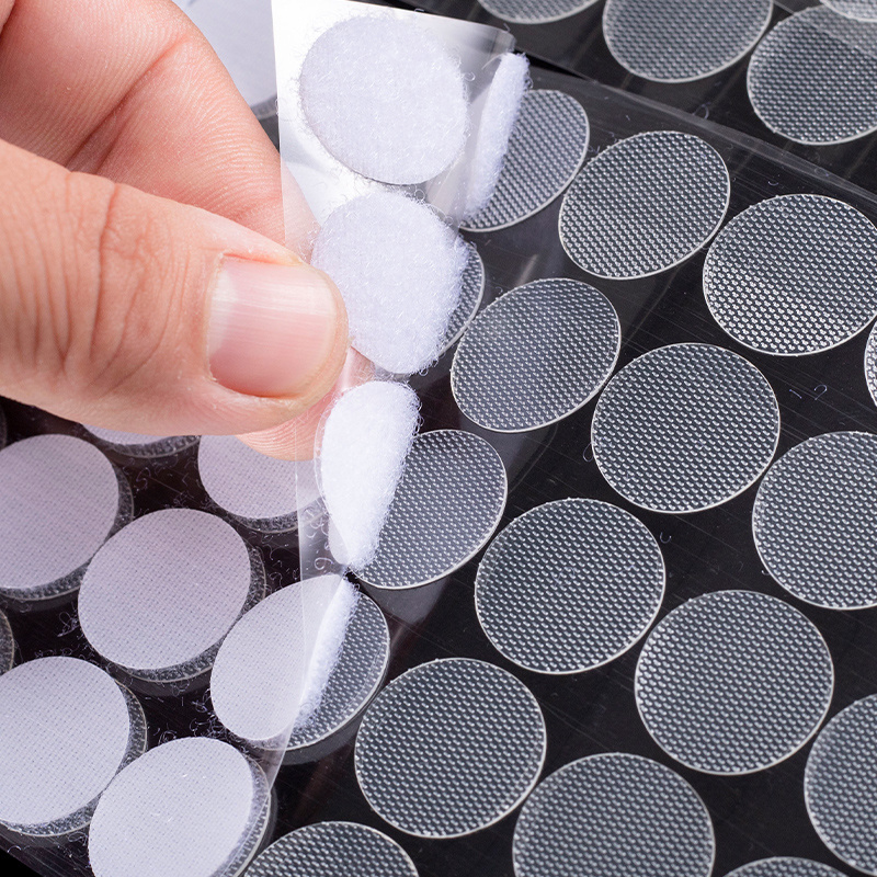 High Quality 100% Nylon Transparent Strong Adhesive Hook Loop Dots Wall Mounting Coins