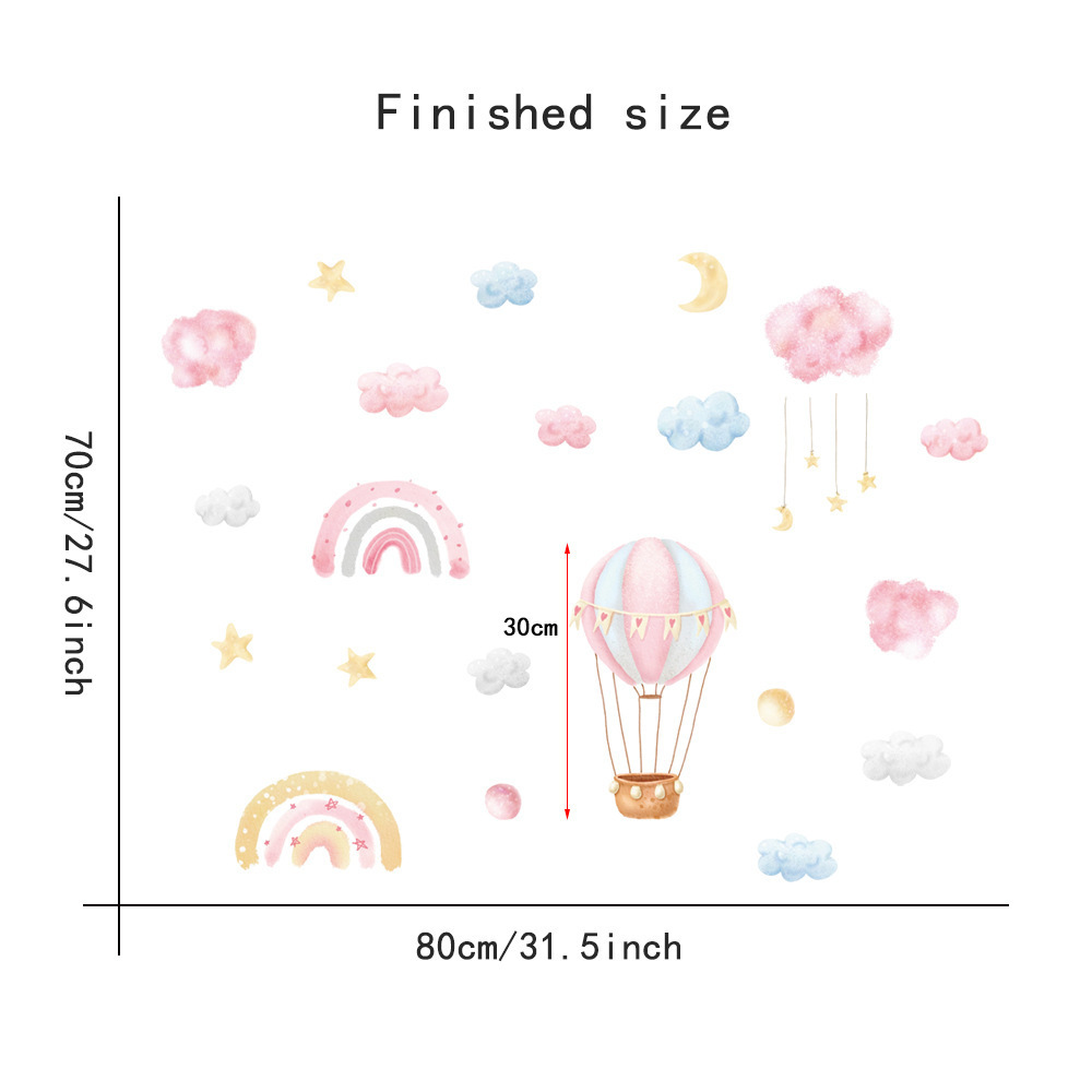 Self-adhesive PVC home decoration baby room rainbow kawaii decor wall stickers for bedroom living room bathroom