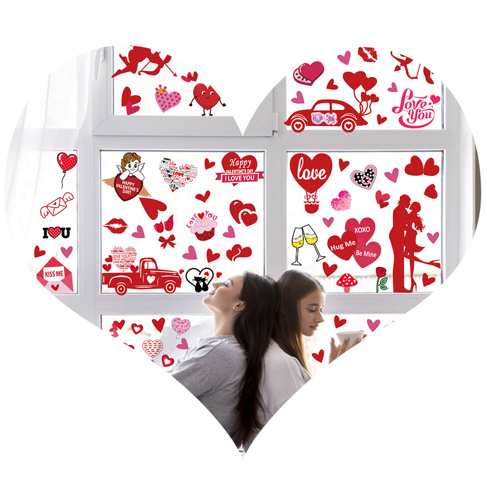 Ready to Ship stamps wedding celebration love heart shape valentine day window wall stickers for holiday