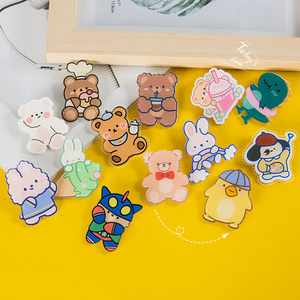 High quality DIY cute cartoon clear lapel decoration brooch plastic custom acrylic pins for bags