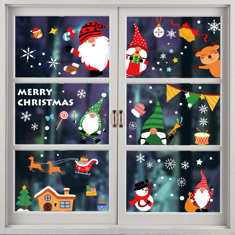 Holiday decal gift custom printed anime waterproof cute red big wall christmas stickers for windows