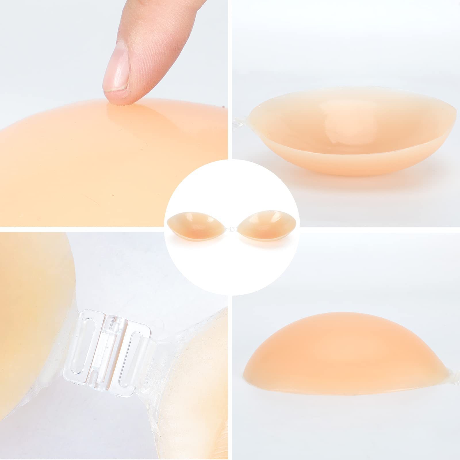 Underwear adhesive invisible strapless women transparent lift up rubber cups gather silicone frontless bra