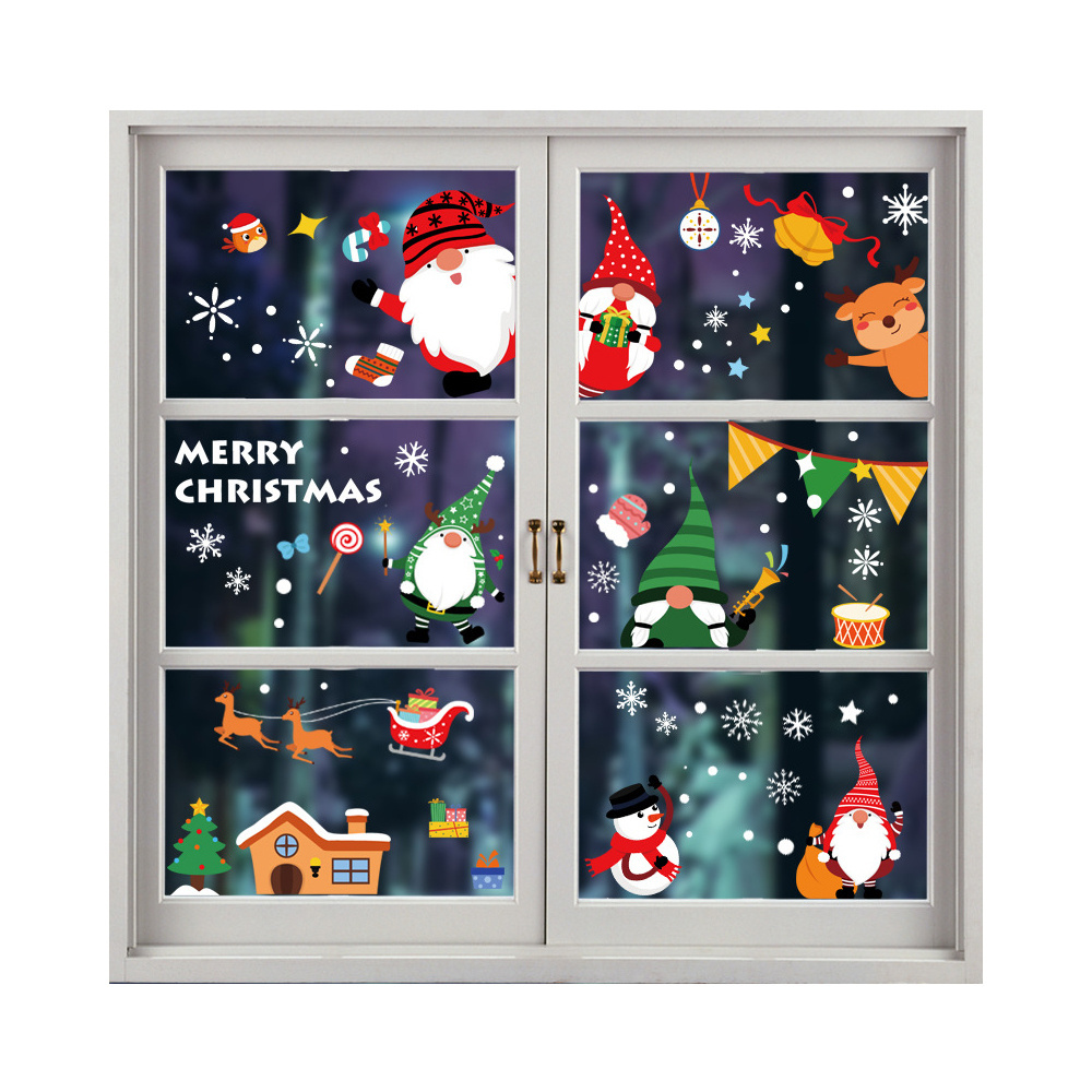 Holiday decal gift custom printed anime waterproof cute red big wall christmas stickers for windows