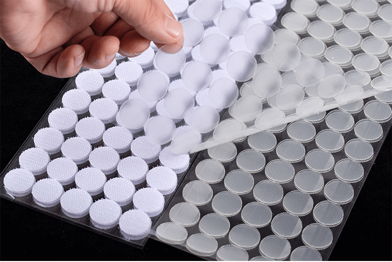 High Quality 100% Nylon Transparent Strong Adhesive Hook Loop Dots Wall Mounting Coins