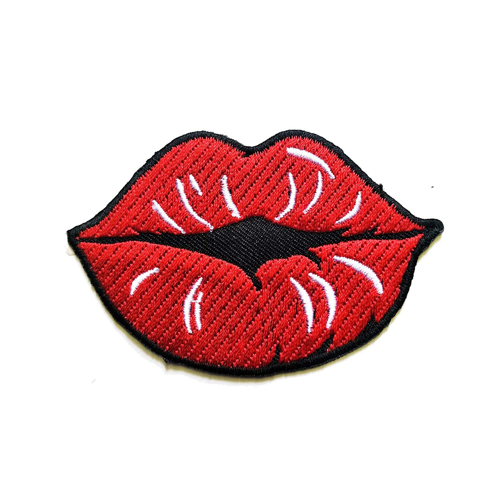 Sexy fashion iron on adhesive lipstick and lip embroidery bling large sequin patch for clothing