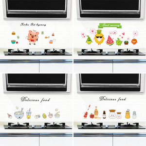 Home decoration removable cartoon heat resistant kitchen oil proof adhesive wall sticker for tile glass