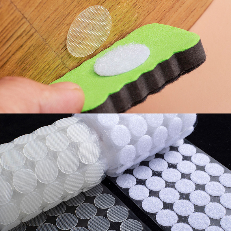 High Quality 100% Nylon Transparent Strong Adhesive Hook Loop Dots Wall Mounting Coins