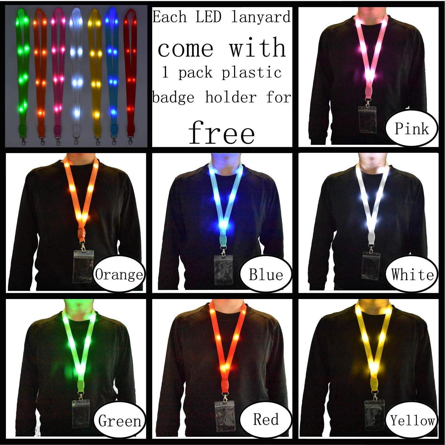 Nylon super bright flashlight warning light keychain ID card badge neck red reflective led light lanyard