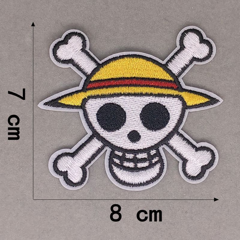 Wholesale polyester custom one piece logo embroidery cartoon jackets iron on transfers anime patches