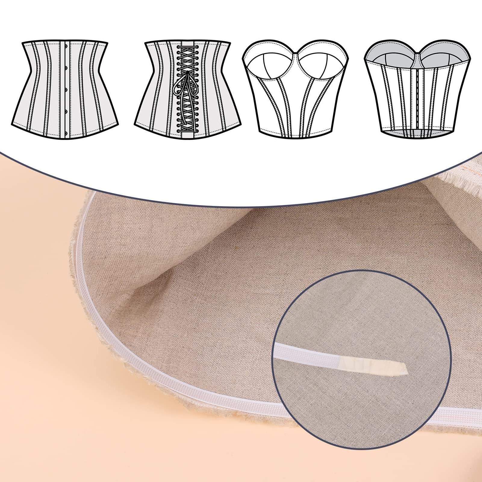 Support OEM white polyester masking tape sewing corset waist bra boning plastic bone for wedding dress bra