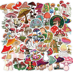 OEM colourful cartoon self adhesive waterproof decal vinyl mushroom sticker cute plant stickers