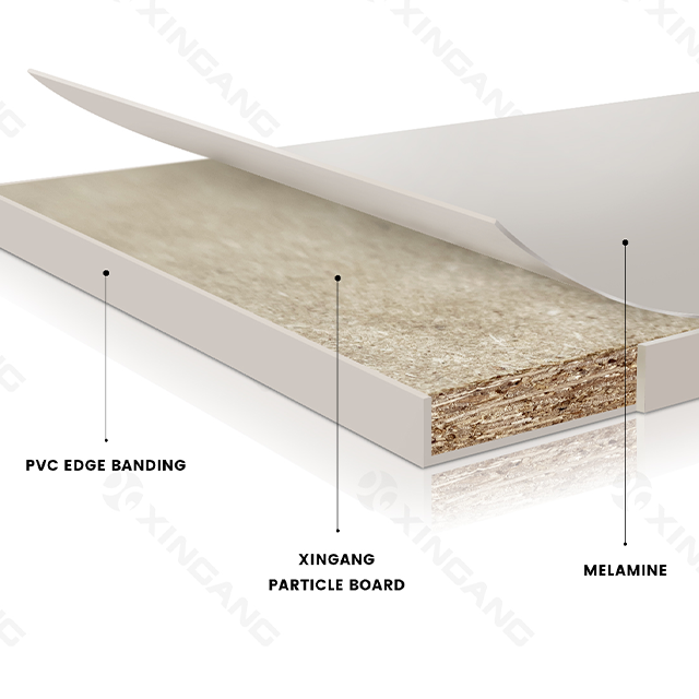 Xingang 18mm Poplar core Melamine Moisture resistant particle board