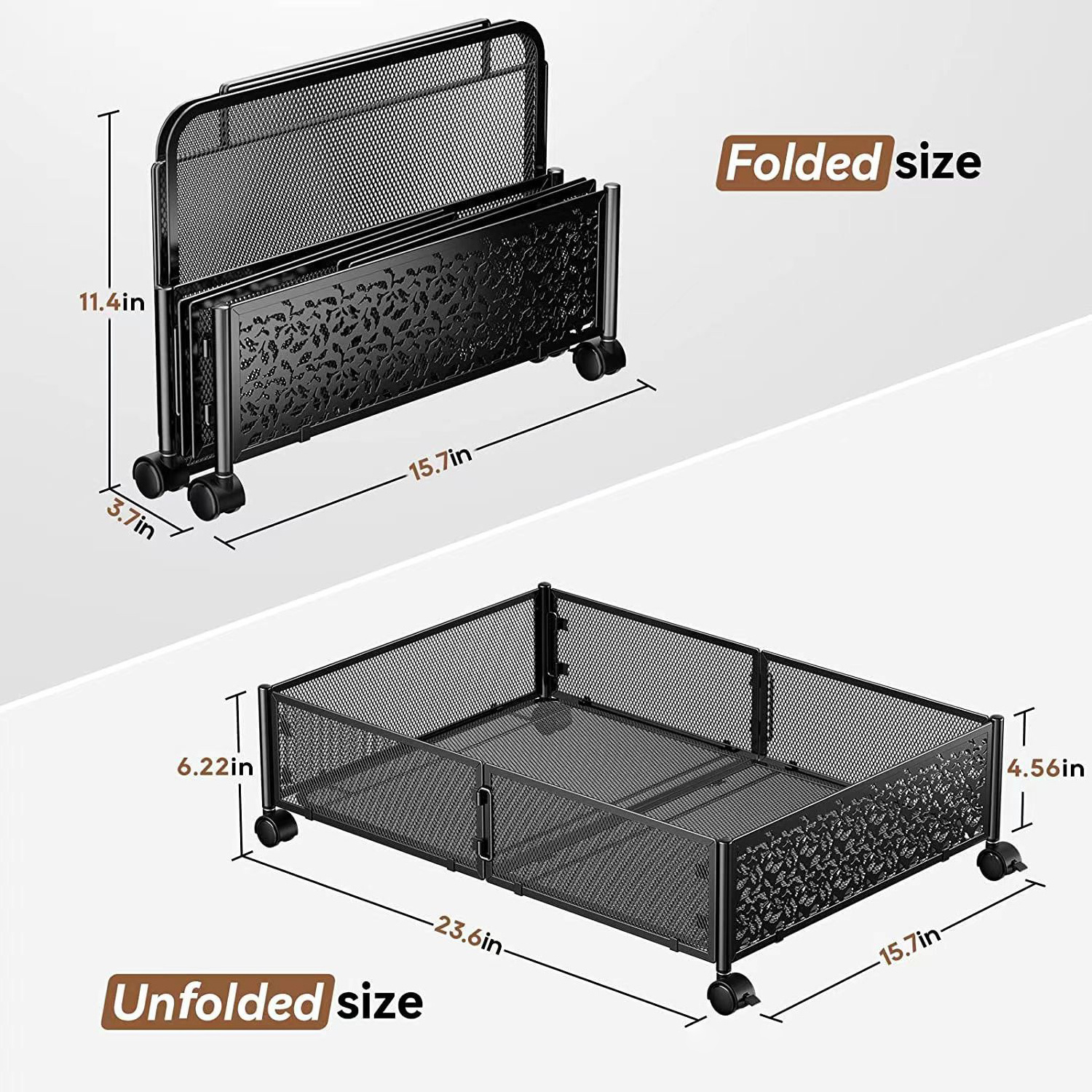 Bedroom Rolling Foldable Metal storage underbed Under Bed Shoe Storage Drawers Cart Container Organizer with Wheel and Handle