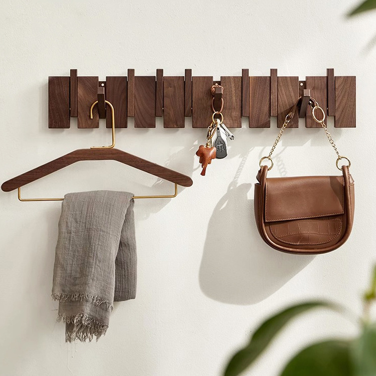 Entryway Wall Mounted Heavy Duty wood Coat key bag clothing hanger hook Rack