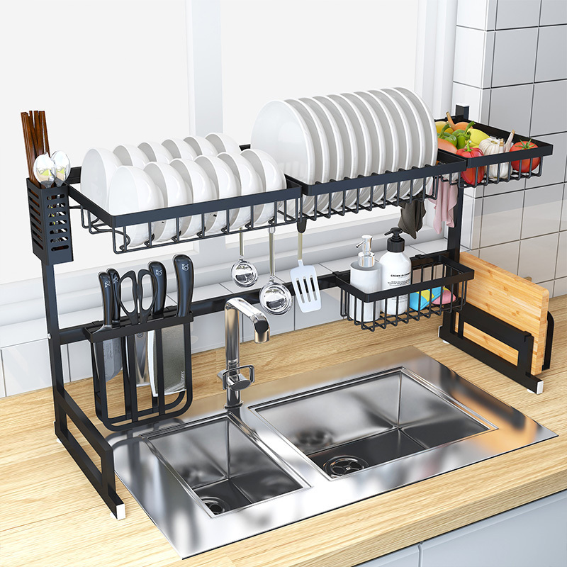 Multifunctional Stainless Steel Dish Rack Drainer With Utensils Holder Dish Bowl Rack Organizador de platos escorredor de pratos