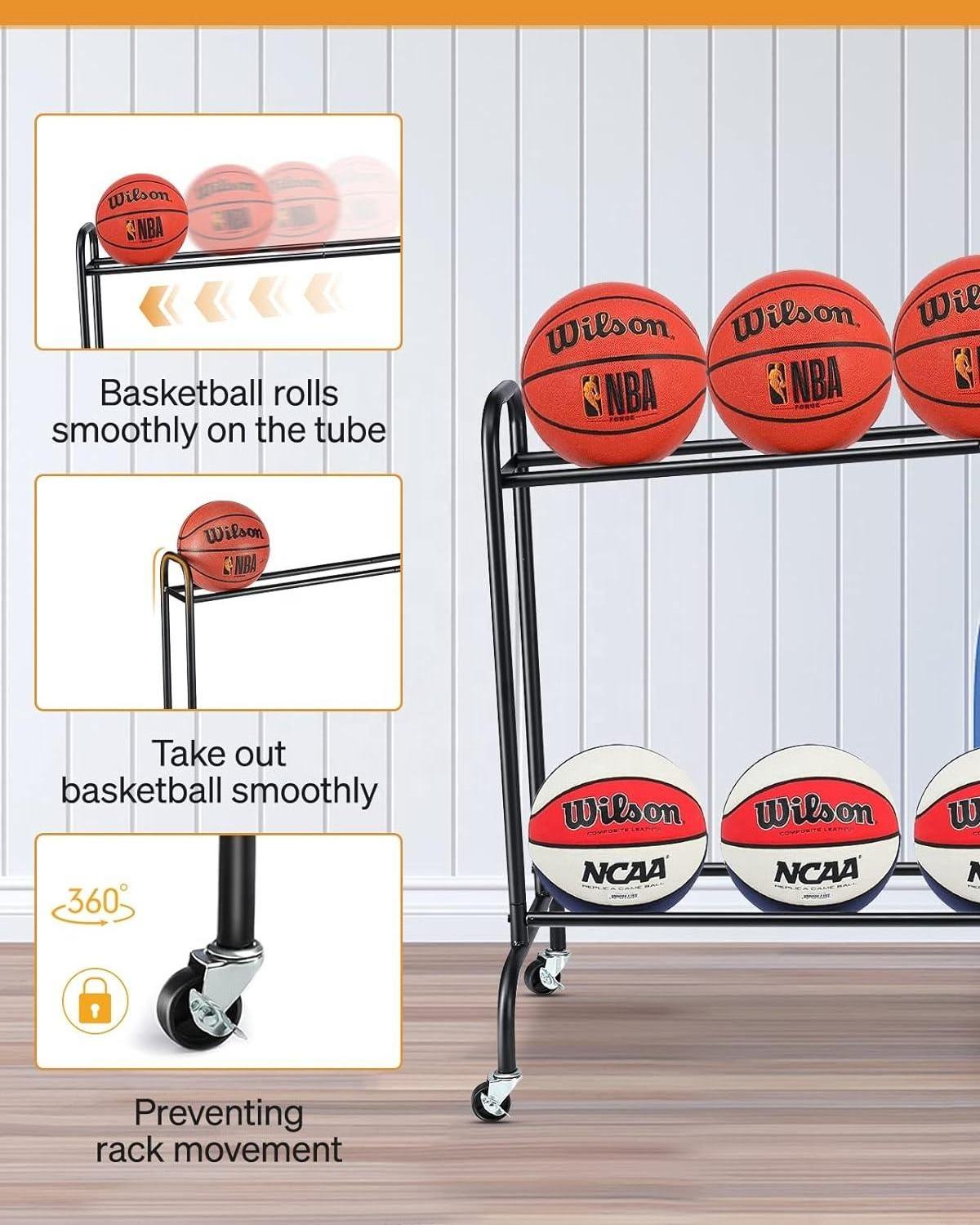 Ball Training Equipment Volleyball Soccer Football Garage Basketball Ball Stand Holder Rack Storage Organizer Cart with Wheels