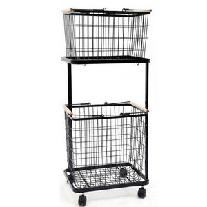 Customizable Storage+ Stocked Wire Basket with Wheels,Stainless Steel Storage Laundry Basket