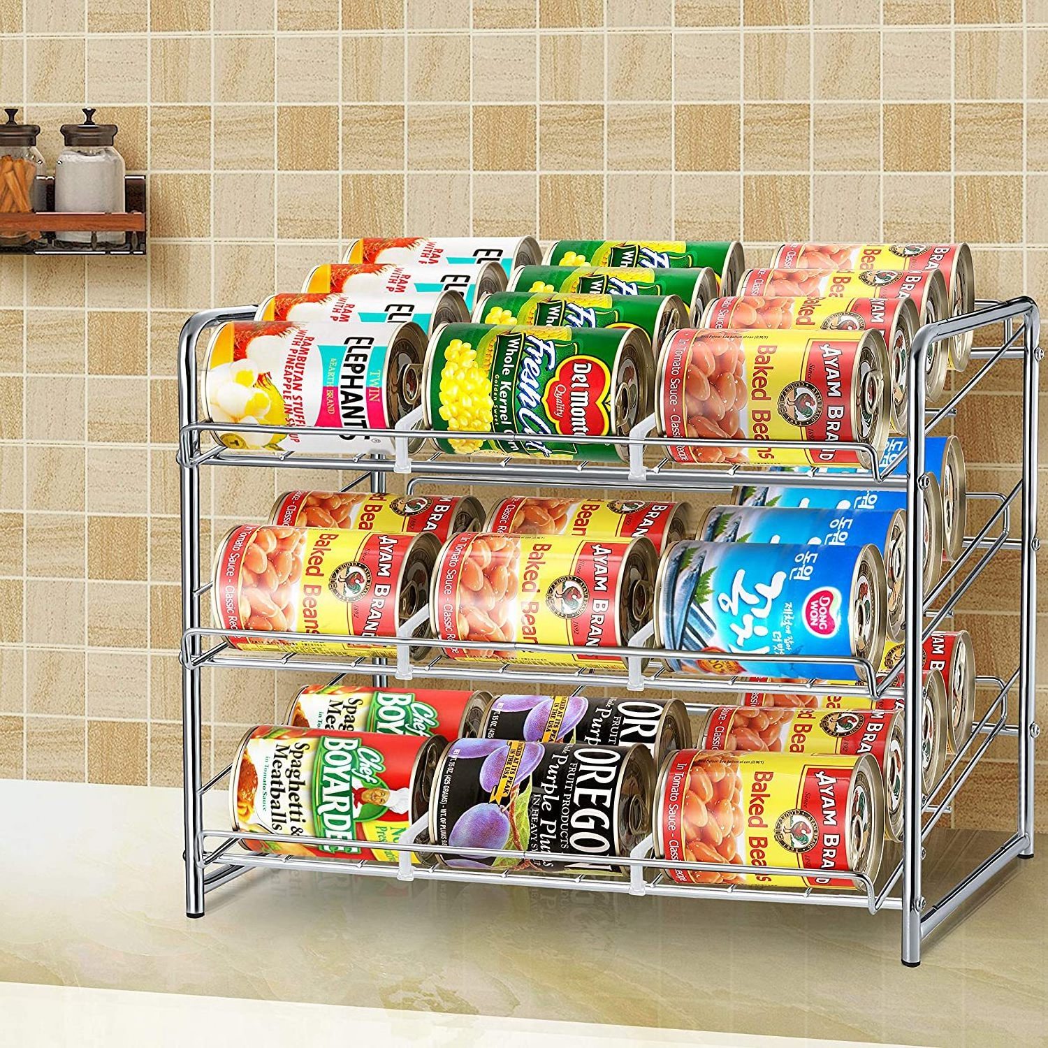 Counter top supermarket metal wire adjustable potato chips Cola snack beer can dispenser display rack holder shelf organizer