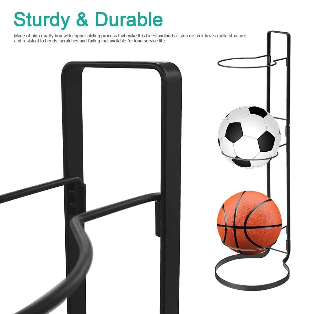 custom Removable Vertical 3 Tier Cube football volleyball basketball ball organizer storage display rack holder Stand