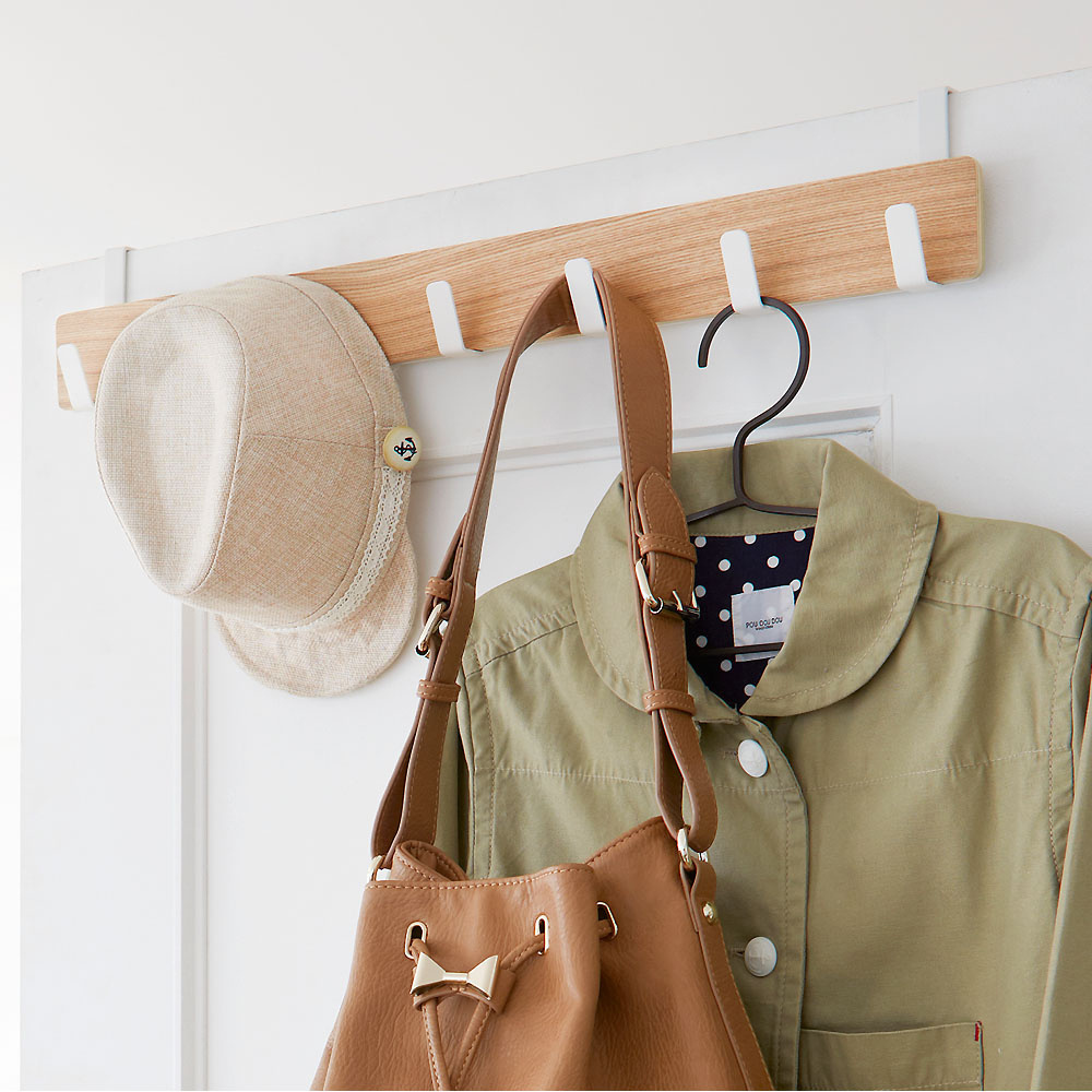 Wooden 7 Hook hat Clothing coat Heavy Duty Over Door hook Hanger organizer Holder rack for Coat Clothes Hat