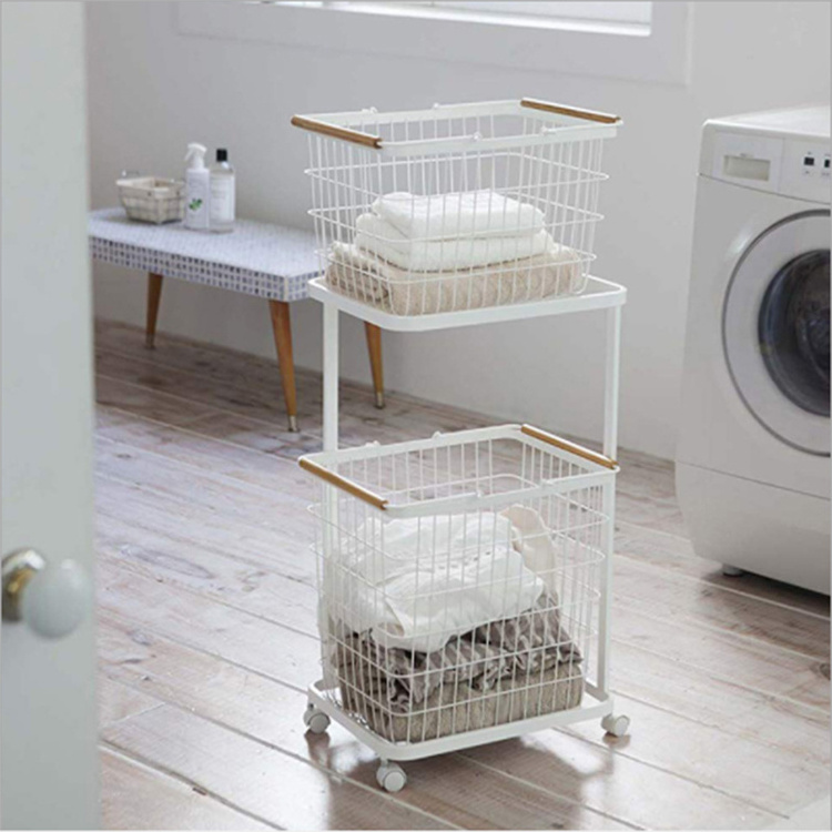 Customizable Storage+ Stocked Wire Basket with Wheels,Stainless Steel Storage Laundry Basket