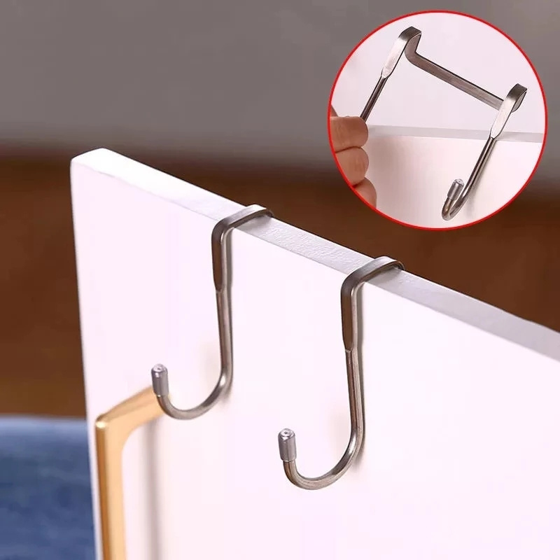 304 Stainless Steel Multi-Purpose Kitchen Bathroom S-Shaped Towel Hat Clothing Cabinet Door Hanger Hook Holder Storage Rack