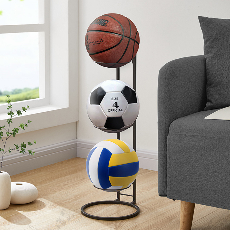 custom Indoor Removable Vertical 3 Tier Cube football volleyball basketball ball organizer storage display rack holder Stand