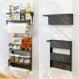 kitchen Wall mounted foldable Side magnet magnetic Refrigerator fridge stove Spice storage organizer rack shelf for Fridge