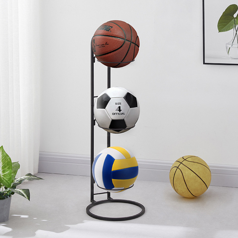 custom Indoor Removable Vertical 3 Tier Cube football volleyball basketball ball organizer storage display rack holder Stand