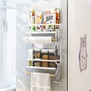 Metal folding foldable Magnetic magnet refrigerator fridge side Cling Film Hanging Rod Pole bottle rack organizer storage shelf