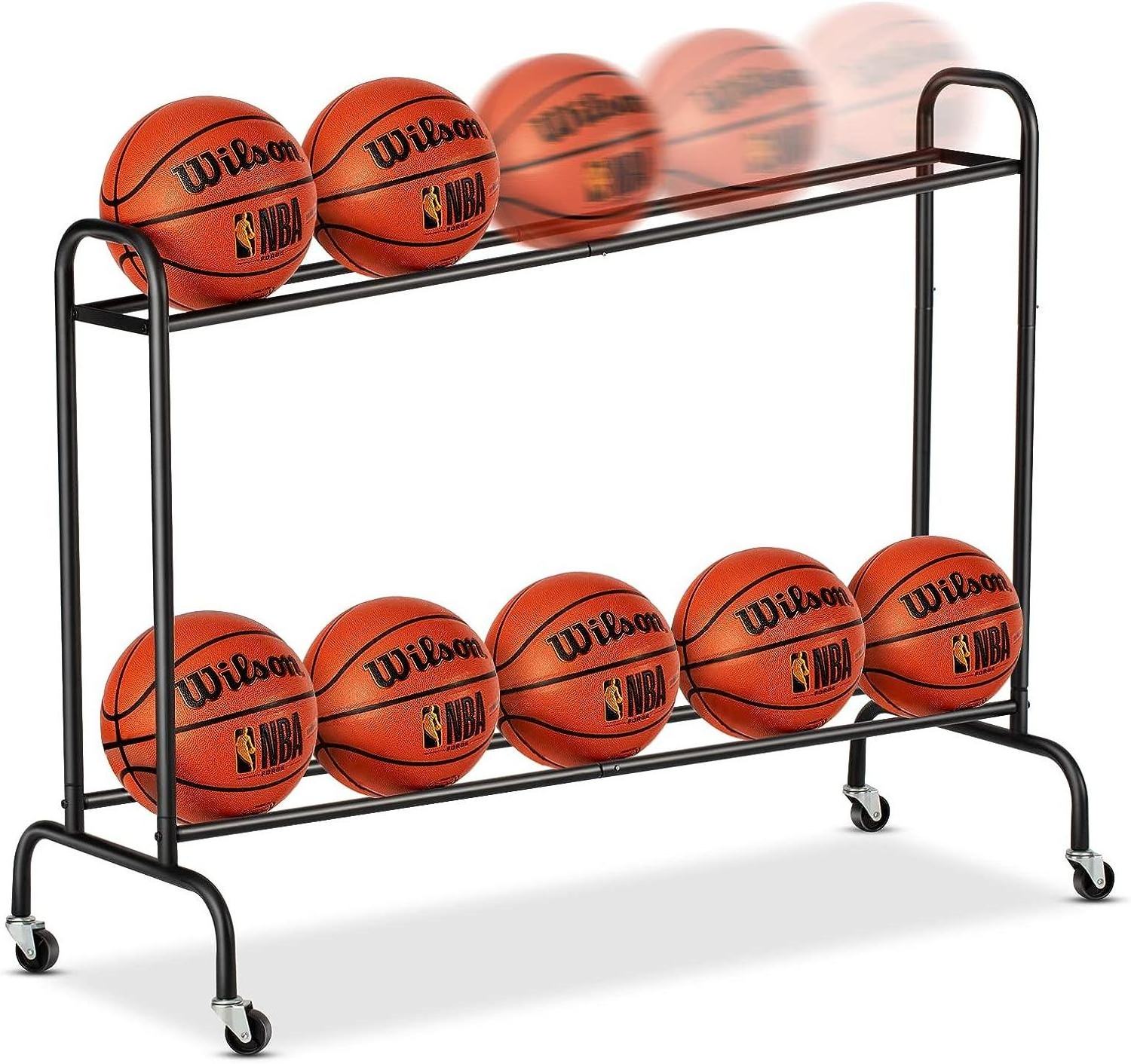 Ball Training Equipment Volleyball Soccer Football Garage Basketball Ball Stand Holder Rack Storage Organizer Cart with Wheels