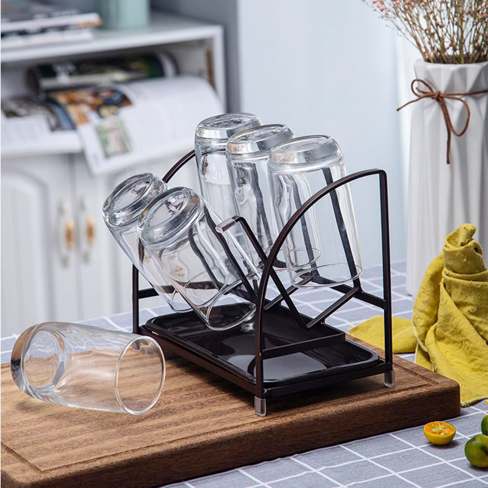 bar kitchen desktop metal 6 Coffee bottle mug cup Drying Dryer storage display hanger holder stand Rack for cabinet