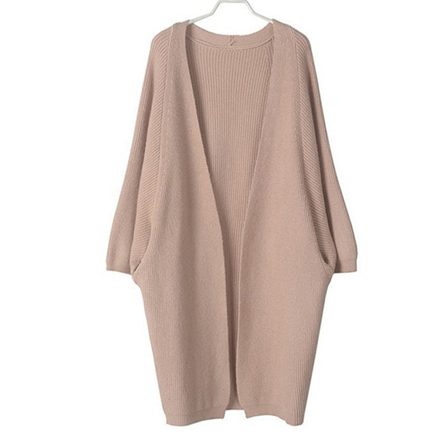 Autumn Fashion  Cardigan Loose Knitted Batwing Sleeve Long Sweaters For Women