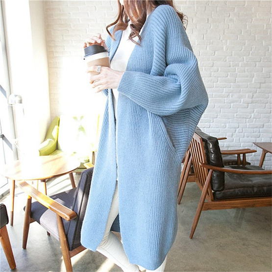 Autumn Fashion  Cardigan Loose Knitted Batwing Sleeve Long Sweaters For Women