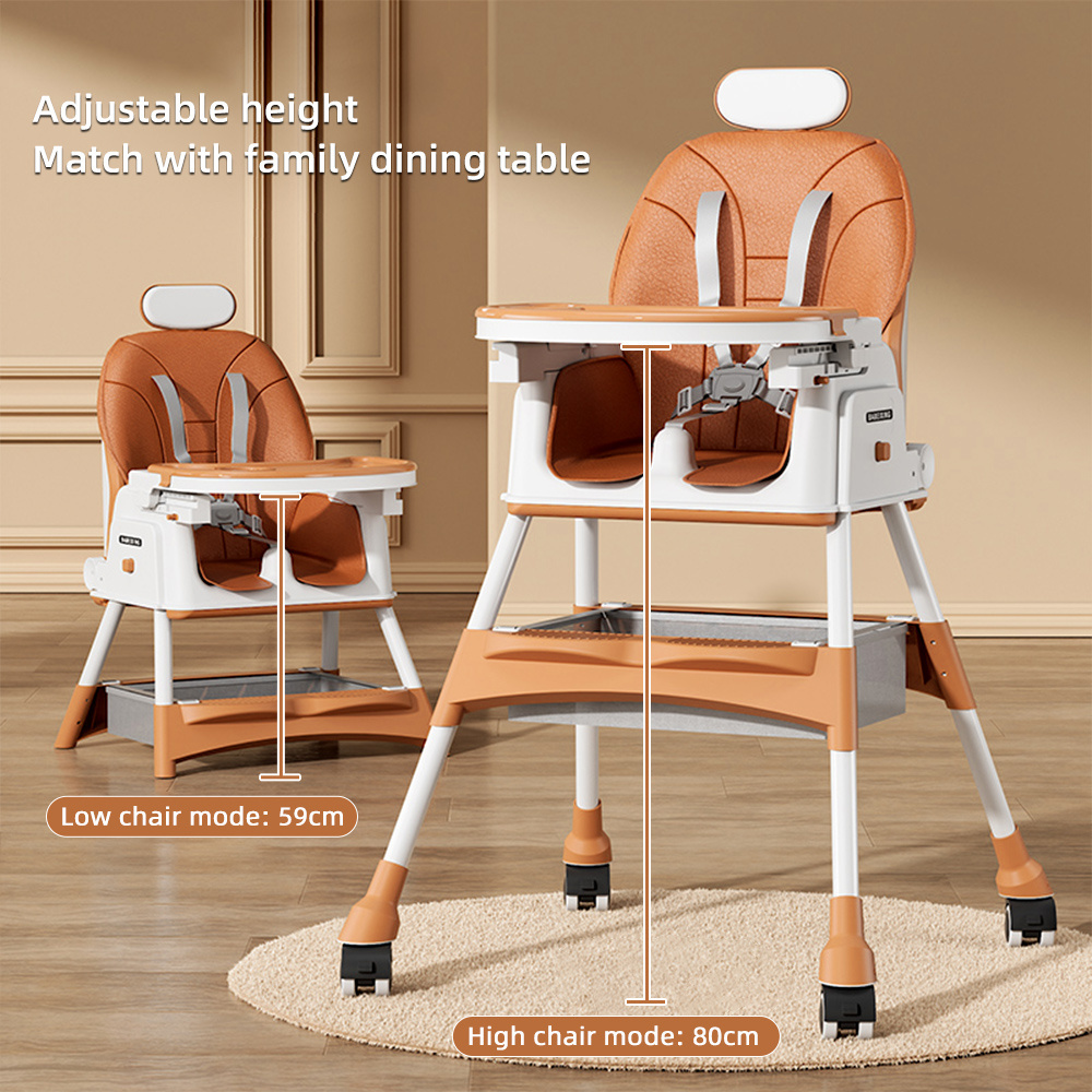 Lightweight baby dining chair with universal wheels folding comfortable baby swing rocking high chairs 2023