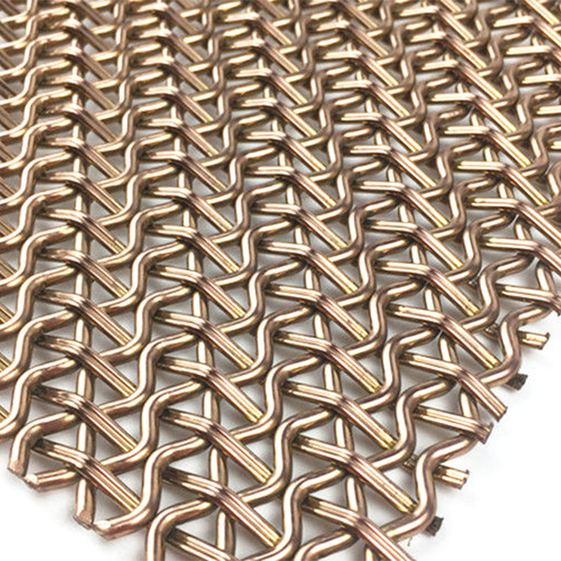 Architectural Flat Wire Mesh Crimped Woven Wire Mesh Brass Bronze Stainless Steel Woven Metal Decorative Mesh