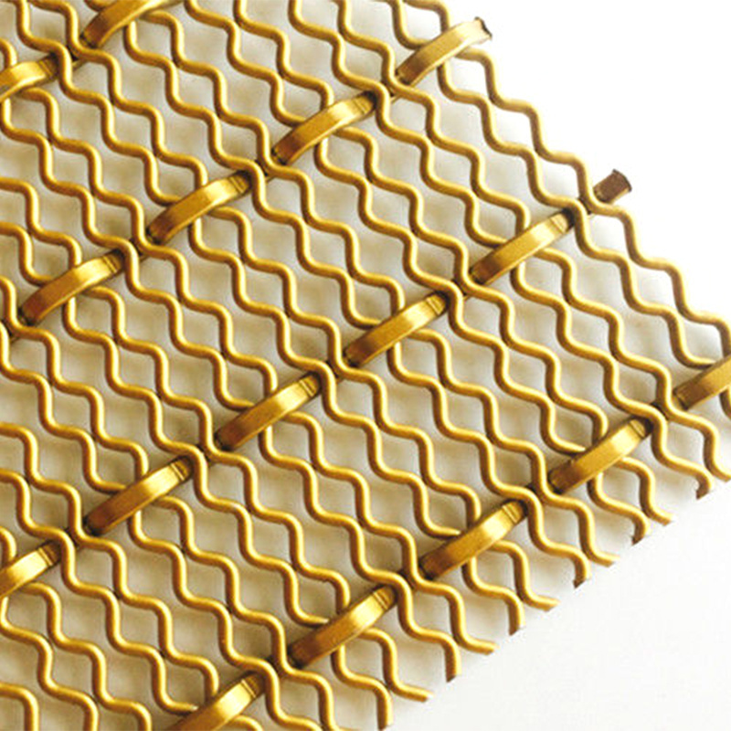 Architectural Flat Wire Mesh Crimped Woven Wire Mesh Brass Bronze Stainless Steel Woven Metal Decorative Mesh