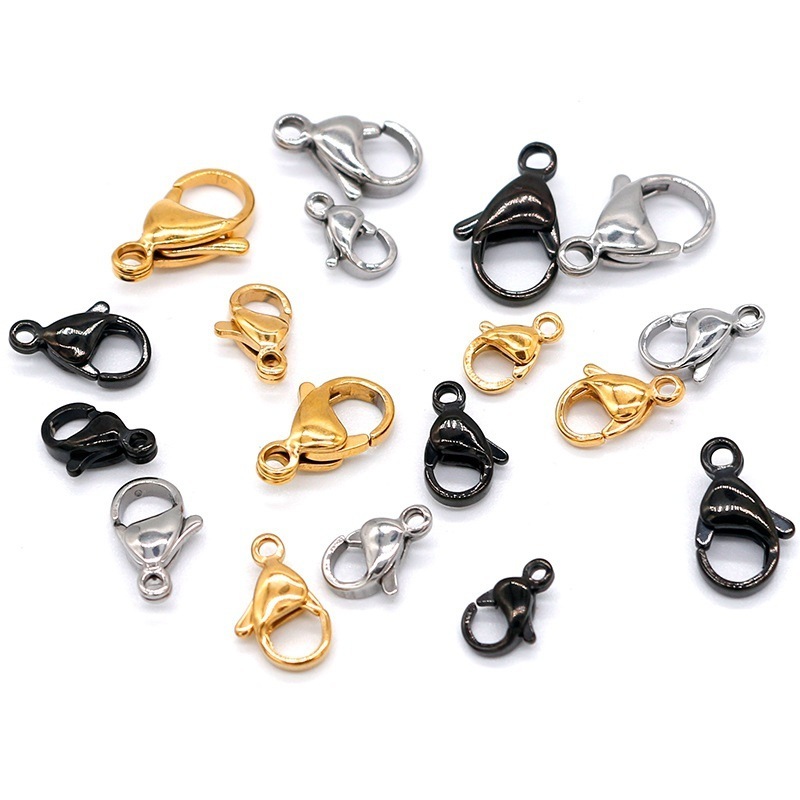 High quality Vacuum gold PVD 304 stainless steel 18k golden and natural color lobster clasp