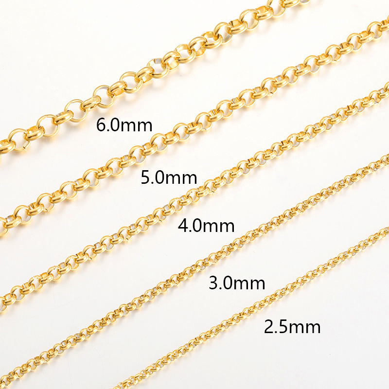 Bulk chain wholesale stainless steel 18k gold PVD clavicle sweater chain ROLO chain