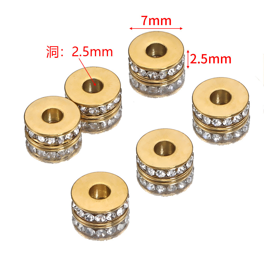 Stainless steel gold plated spacer beads flat rhinestone beads for bracelet making DIY