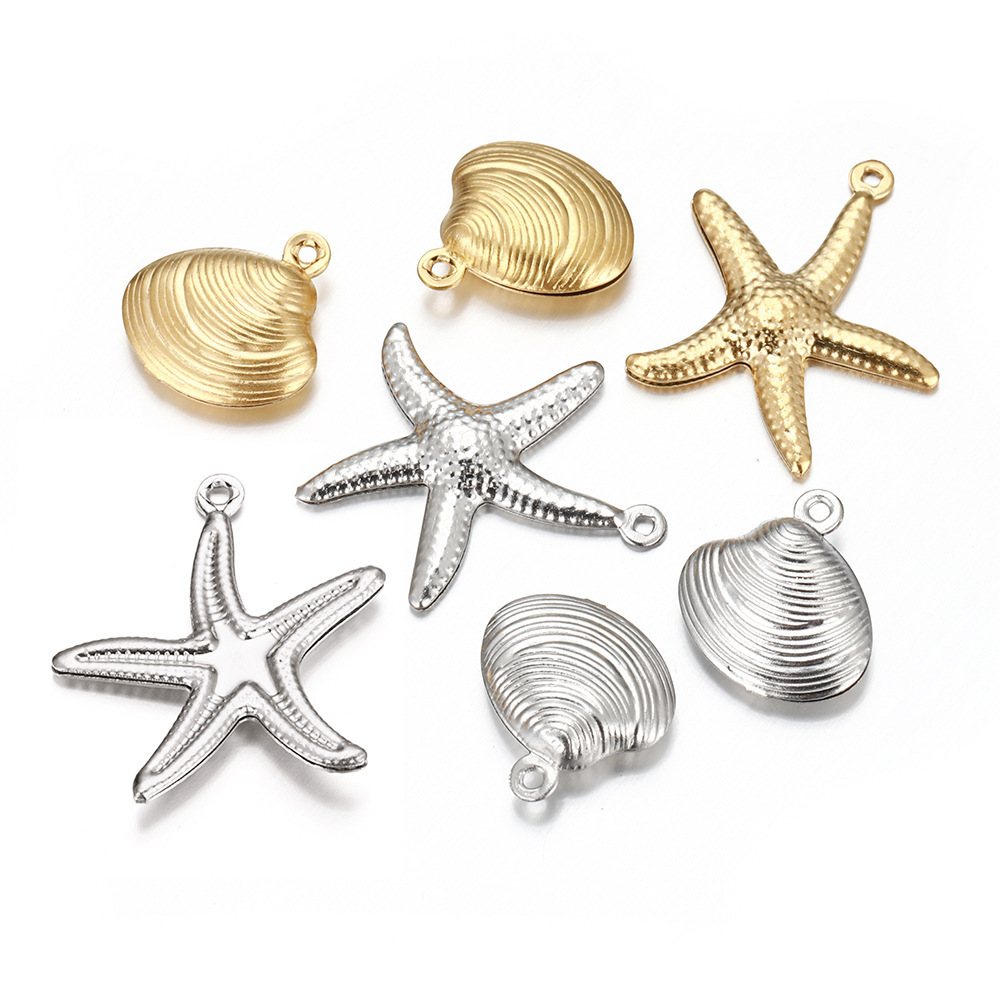 Earring decorating charm pendant NO FADE stainless steel PVD coating starfish shell charm pendant