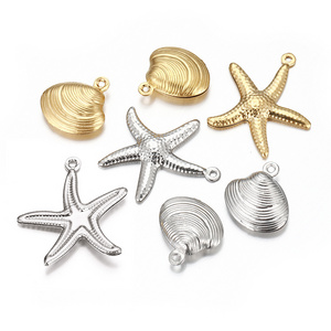 Earring decorating charm pendant NO FADE stainless steel PVD coating starfish shell charm pendant