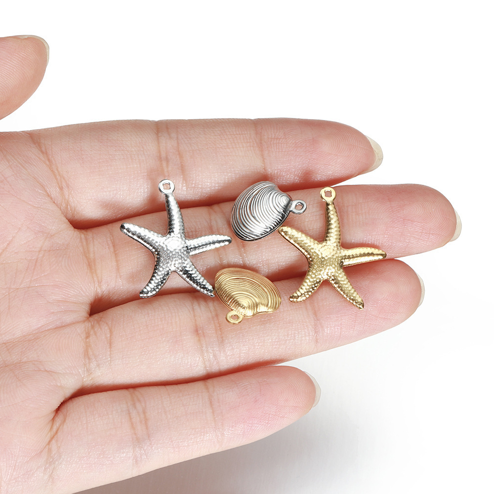 Earring decorating charm pendant NO FADE stainless steel PVD coating starfish shell charm pendant