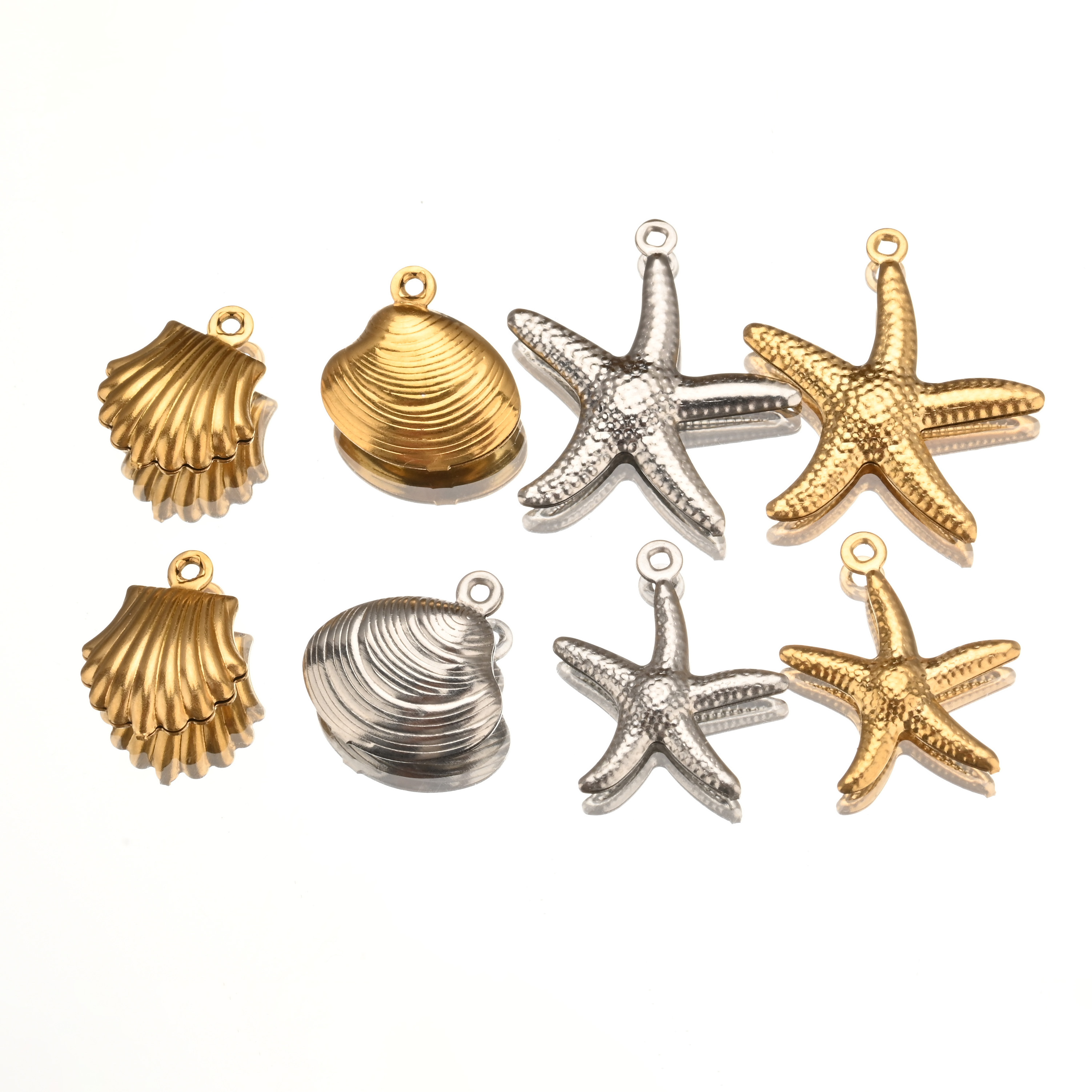 Hot selling earring charms pendant stainless steel PVD coating starfish shell charm pendant for earrings making