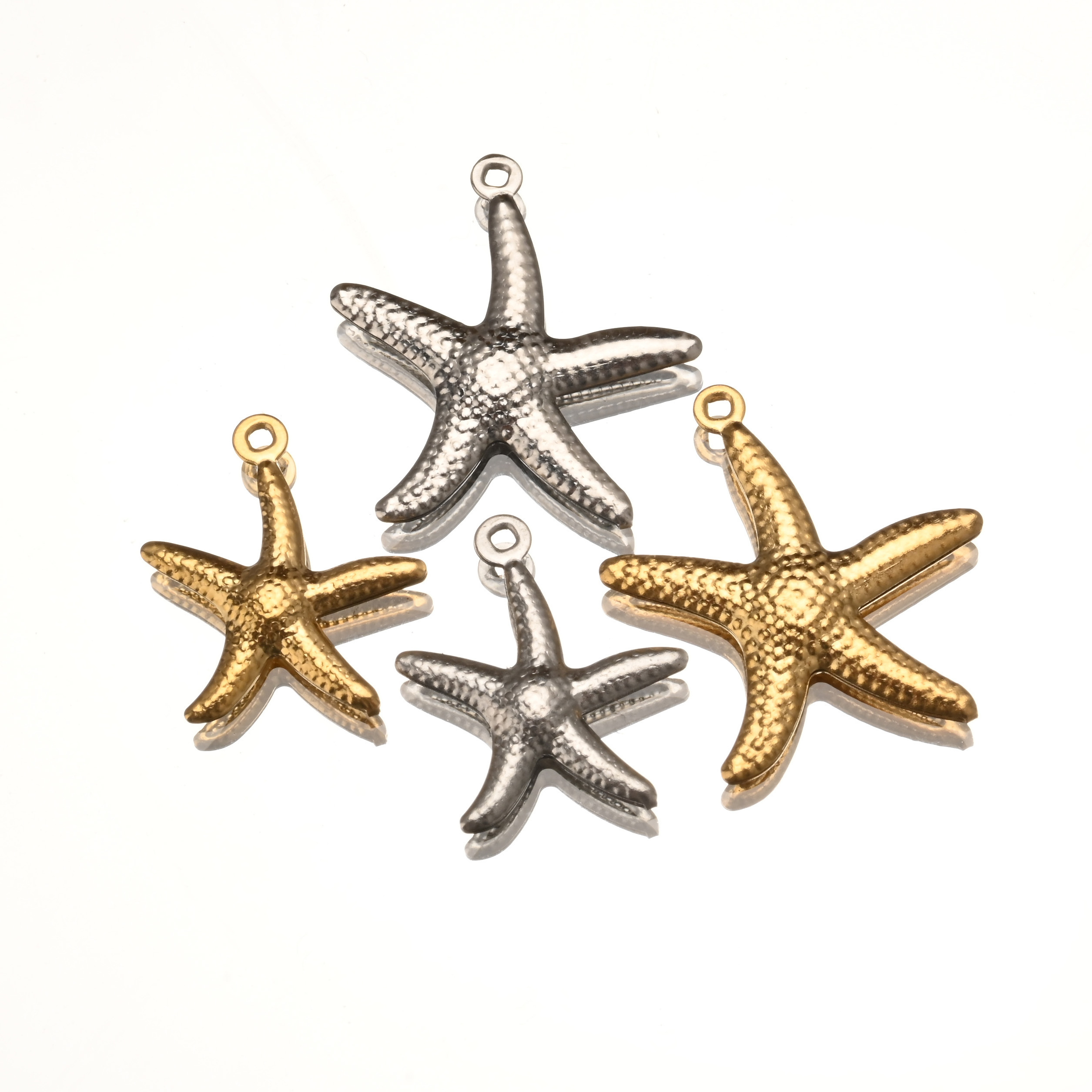 Hot selling earring charms pendant stainless steel PVD coating starfish shell charm pendant for earrings making