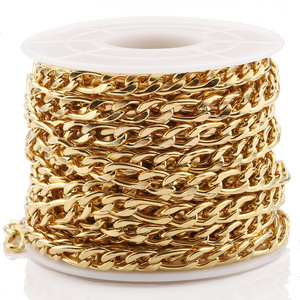 50 meters per roll DIY jewelry making necklace bracelet high quality gold plated stainless steel Figaro chain flat chain