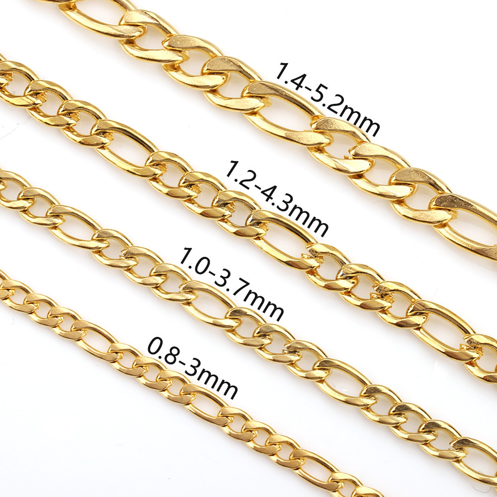 50 meters per roll DIY jewelry making necklace bracelet high quality gold plated stainless steel Figaro chain flat chain